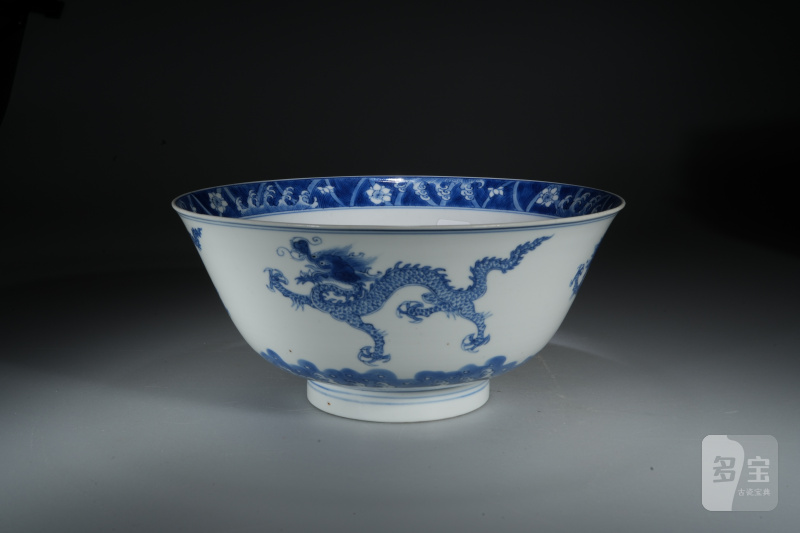 清康熙 青花海水龙纹碗 - 图5